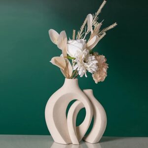 Off White Hollow Ceramic Vase Set of 2,