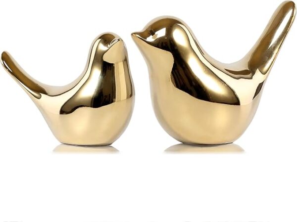 Small Birds Statues Gold Home Decor